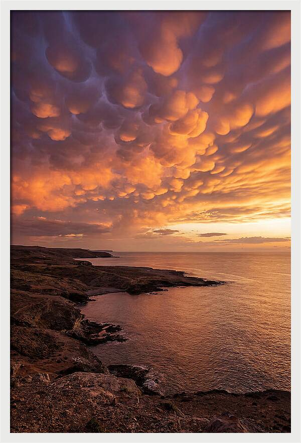 Mammatus Clouds Over Ocean Sunset
