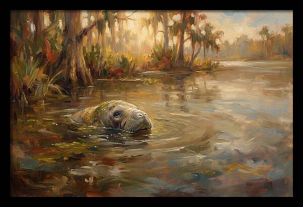 Manatee Emerging From Murky Waters