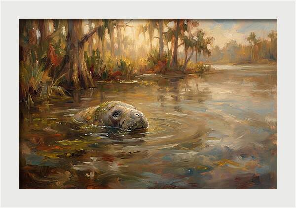 Manatee Emerging From Murky Waters