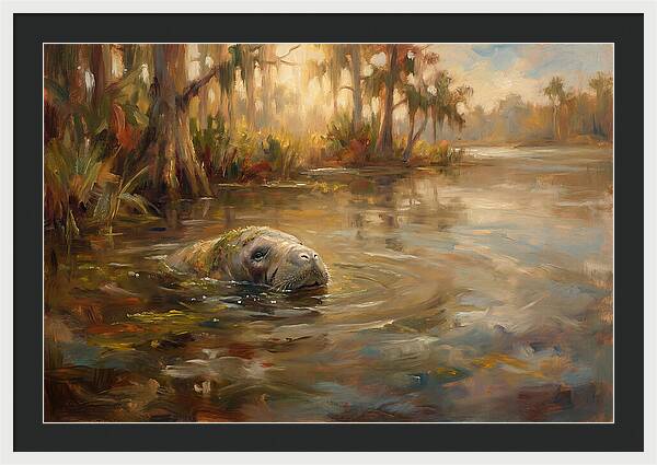 Manatee Emerging From Murky Waters