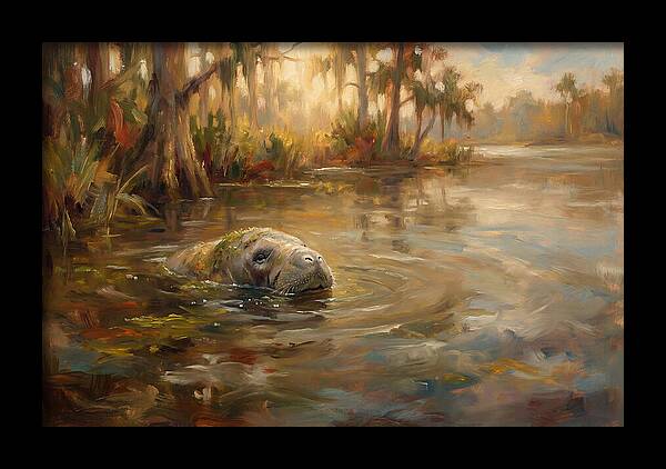 Manatee Emerging From Murky Waters
