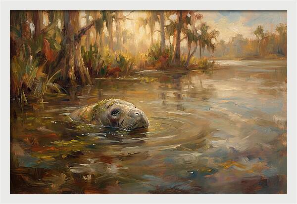 Manatee Emerging From Murky Waters