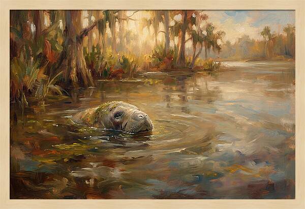 Manatee Emerging From Murky Waters