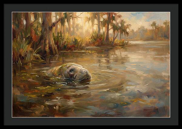 Manatee Emerging From Murky Waters