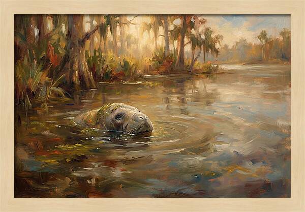 Manatee Emerging From Murky Waters