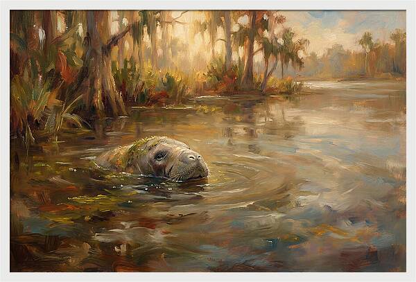 Manatee Emerging From Murky Waters