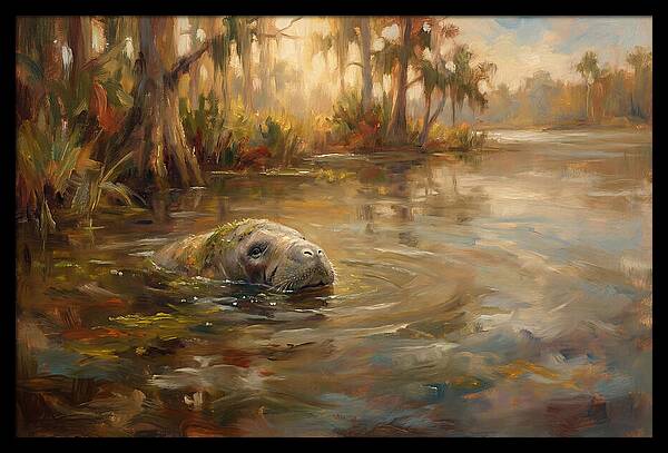 Manatee Emerging From Murky Waters