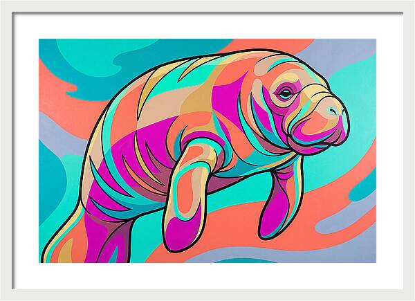 Manatee In Vibrant Colors