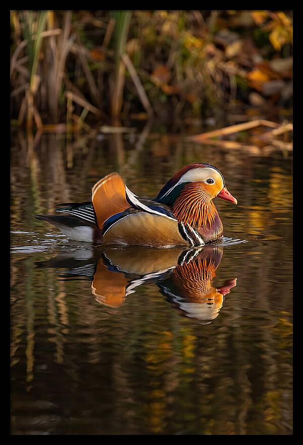 Mandarin Duck Gliding Gracefully
