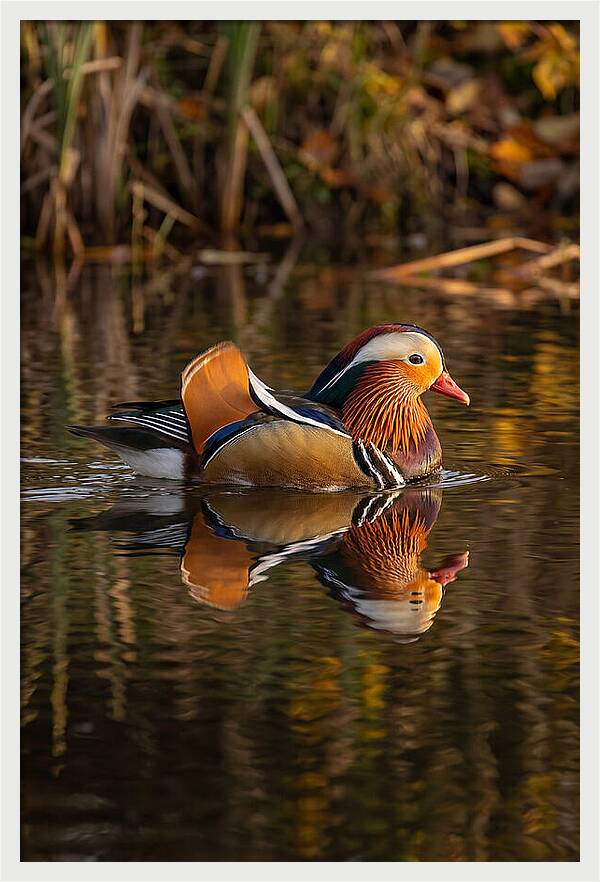 Mandarin Duck Gliding Gracefully