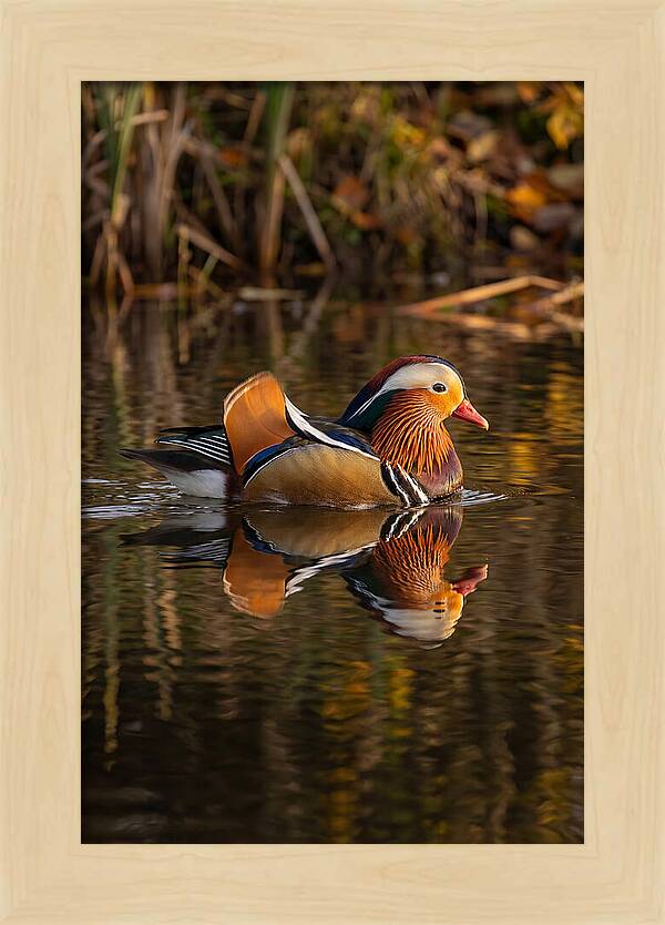 Mandarin Duck Gliding Gracefully