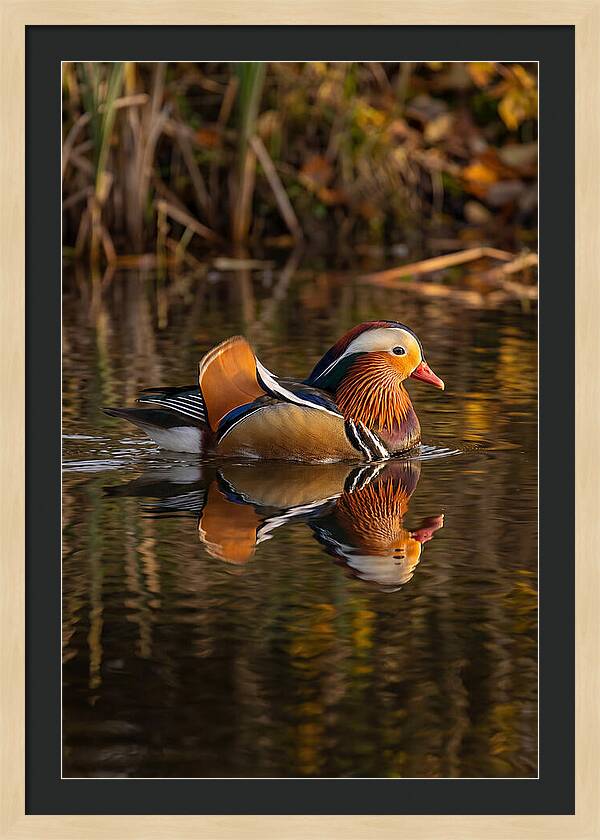 Mandarin Duck Gliding Gracefully