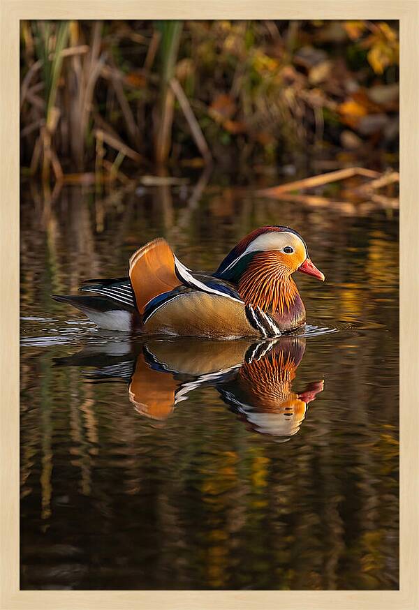 Mandarin Duck Gliding Gracefully