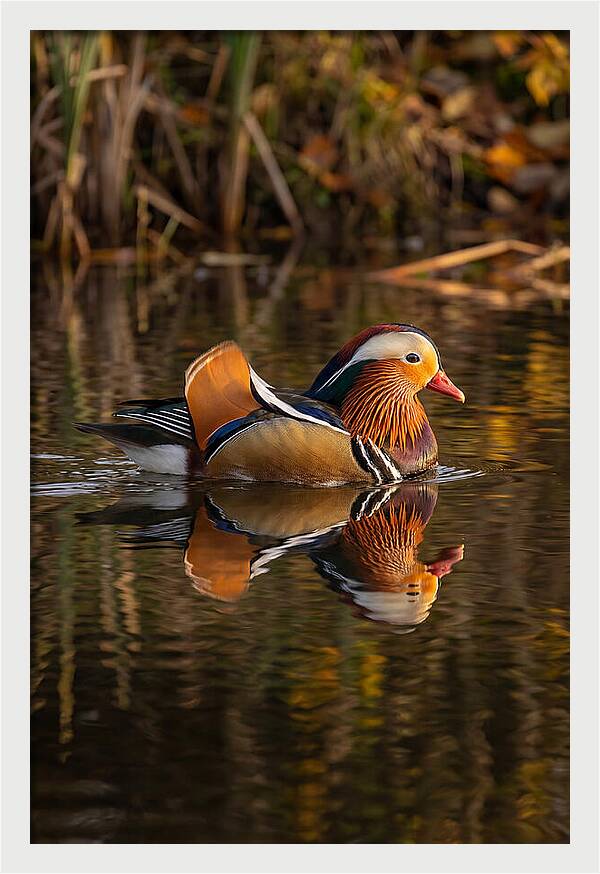 Mandarin Duck Gliding Gracefully
