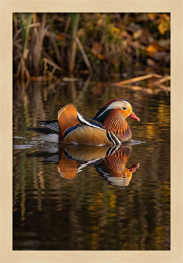 Mandarin Duck Gliding Gracefully
