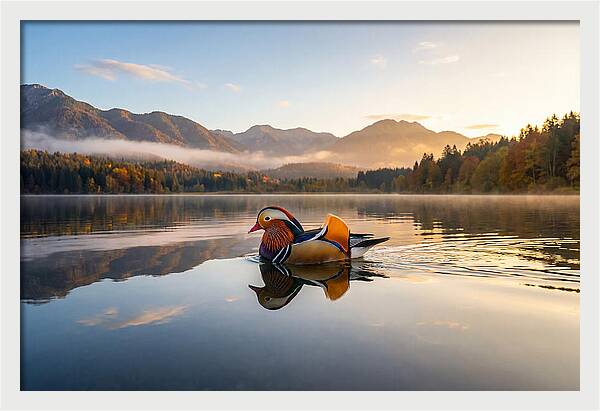 Mandarin Duck Gliding Through Serenity
