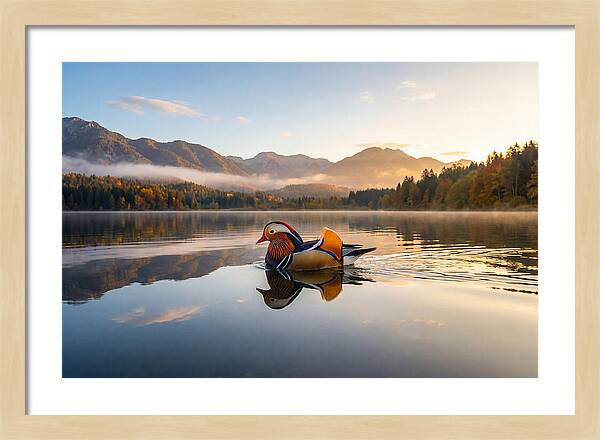 Mandarin Duck Gliding Through Serenity