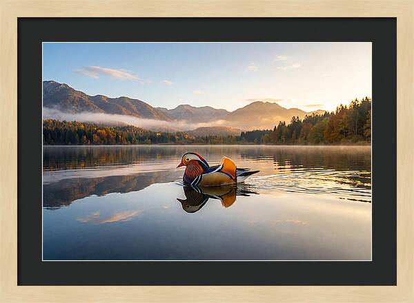 Mandarin Duck Gliding Through Serenity