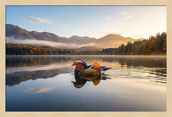 Mandarin Duck Gliding Through Serenity