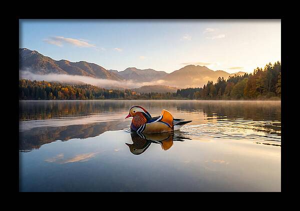 Mandarin Duck Gliding Through Serenity