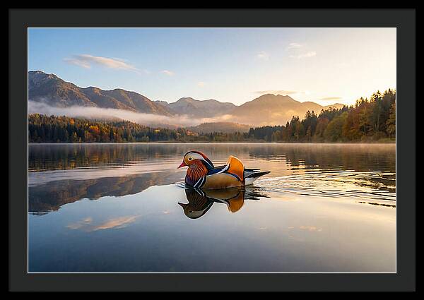 Mandarin Duck Gliding Through Serenity