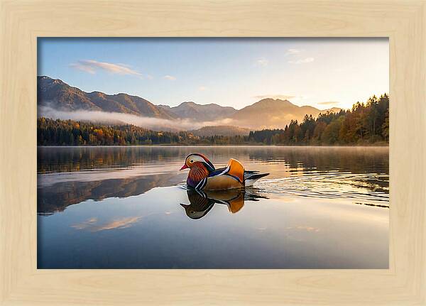 Mandarin Duck Gliding Through Serenity