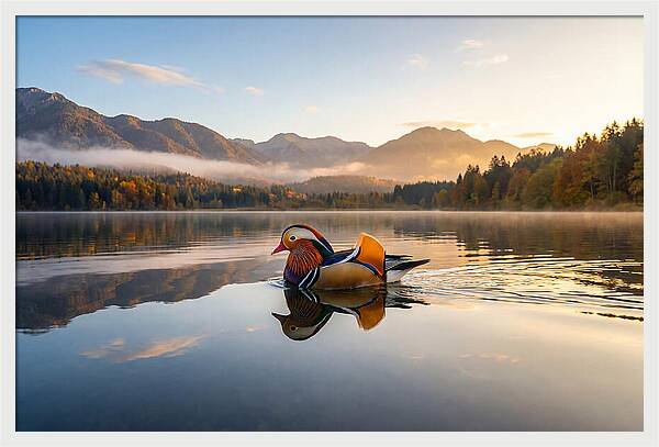 Mandarin Duck Gliding Through Serenity