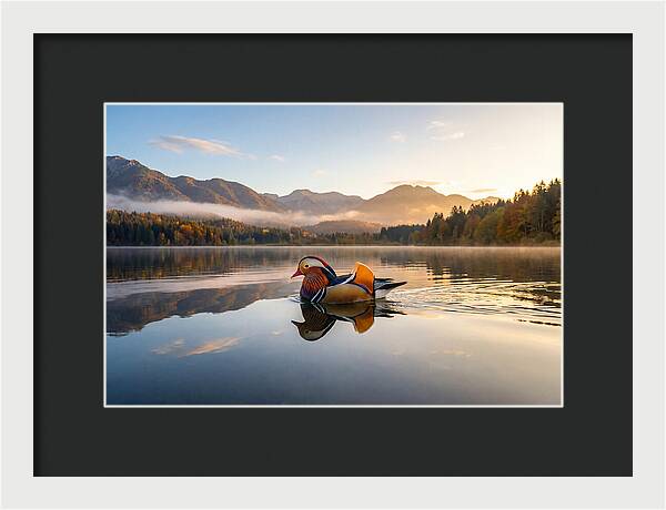 Mandarin Duck Gliding Through Serenity