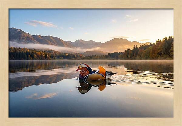 Mandarin Duck Gliding Through Serenity