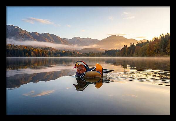 Mandarin Duck Gliding Through Serenity
