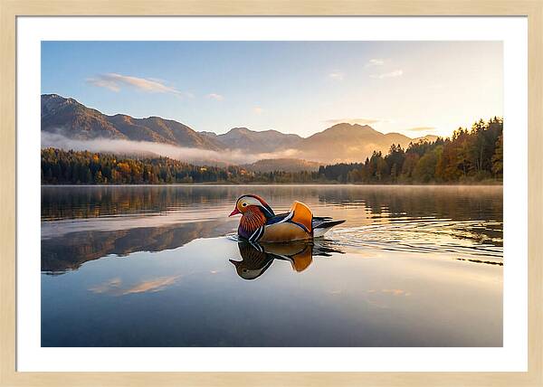 Mandarin Duck Gliding Through Serenity