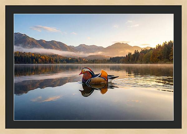 Mandarin Duck Gliding Through Serenity