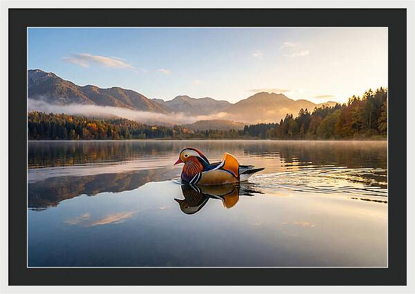 Mandarin Duck Gliding Through Serenity