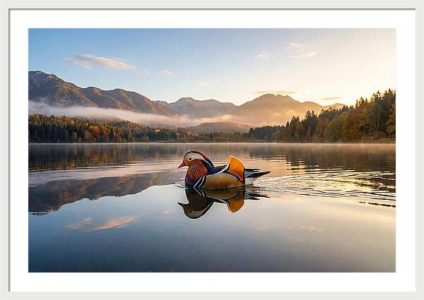 Mandarin Duck Gliding Through Serenity