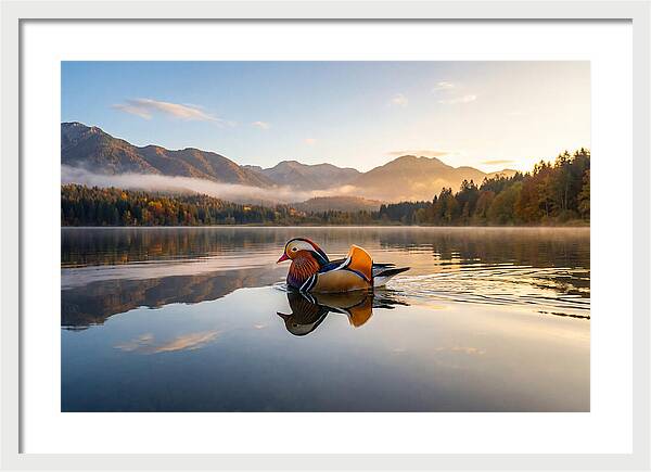 Mandarin Duck Gliding Through Serenity