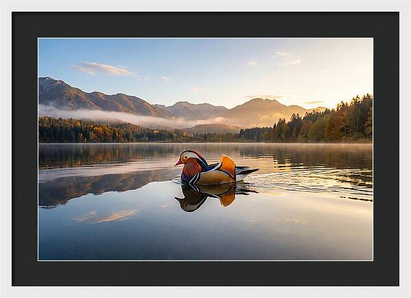Mandarin Duck Gliding Through Serenity