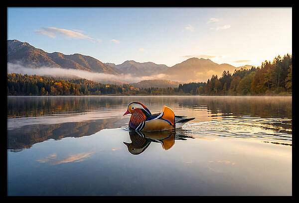Mandarin Duck Gliding Through Serenity