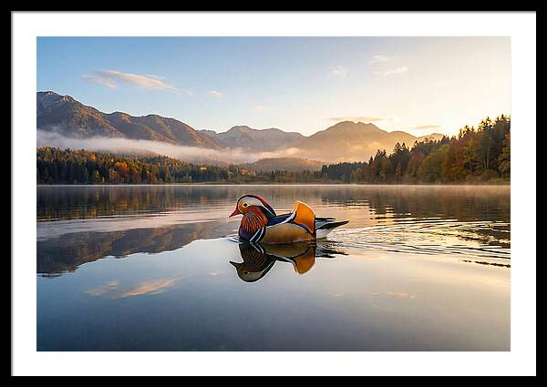 Mandarin Duck Gliding Through Serenity