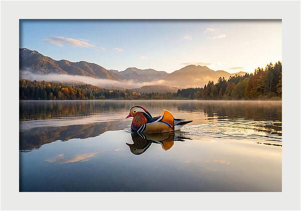 Mandarin Duck Gliding Through Serenity