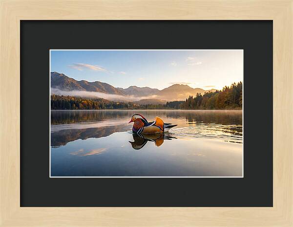 Mandarin Duck Gliding Through Serenity