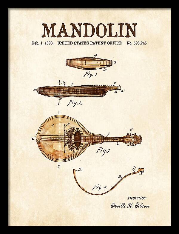 Mandolin Watercolor Patent Us598245a