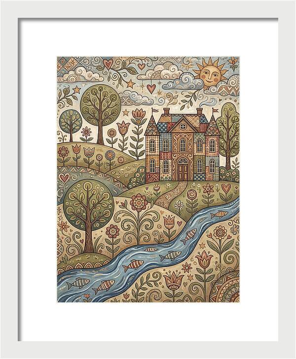 Manor Landscape In Folk Style