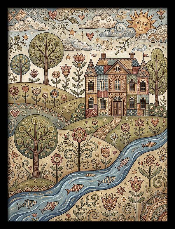 Manor Landscape In Folk Style