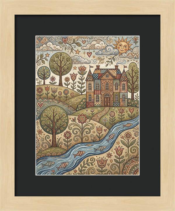 Manor Landscape In Folk Style