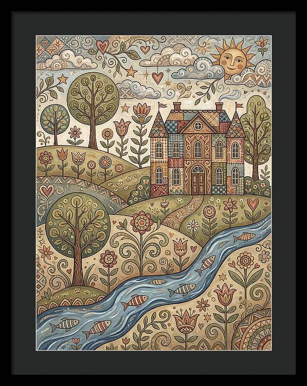 Manor Landscape In Folk Style