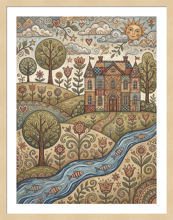 Manor Landscape In Folk Style