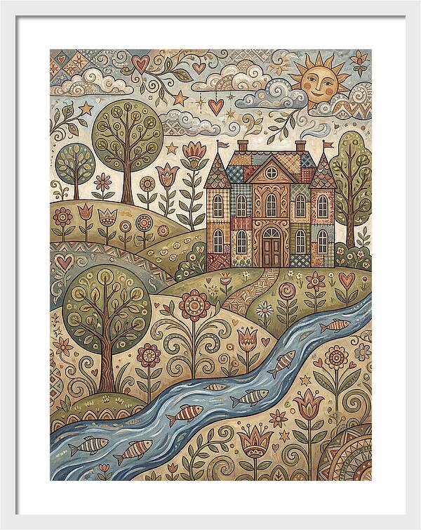Manor Landscape In Folk Style