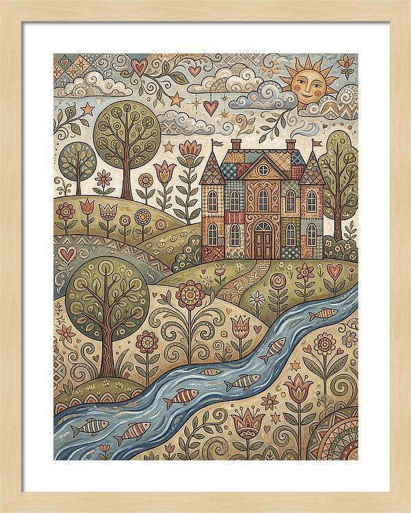 Manor Landscape In Folk Style