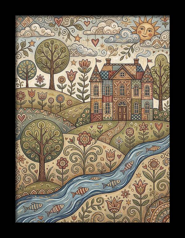 Manor Landscape In Folk Style