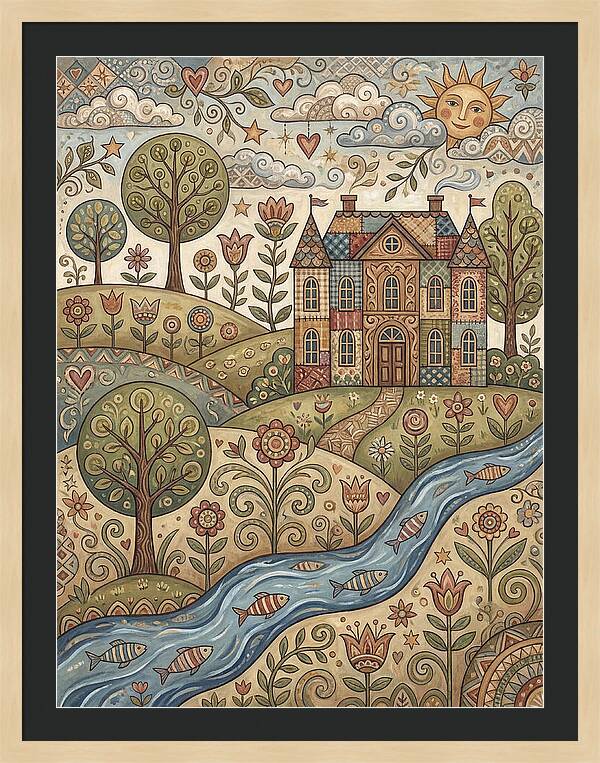 Manor Landscape In Folk Style